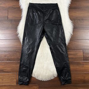 Commando Women's Size Medium Black Faux‎ Leather Jogger Pants
